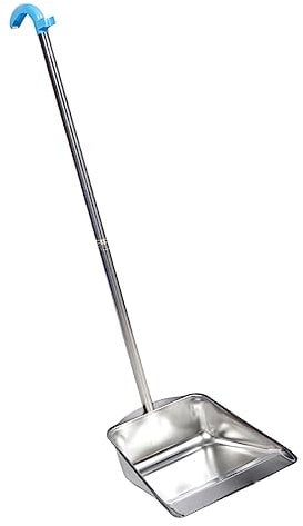 Healvian Stainless Steel Dustpan with Long Handle Heavy-Duty Cleaning Tool for Household Use for Floor Sweeping Easy to Clean and Ergonomic Design