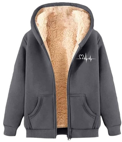 Giubbotto Donna Invernale Giacca Pile Fine Fleece Warm con Zip Manica Lunga Felpa con Cappuccio Pelliccia Morbido Comfort Outdoor Donna Giacca con Cappuccio alla Moda Caldo Cappotto in Pile