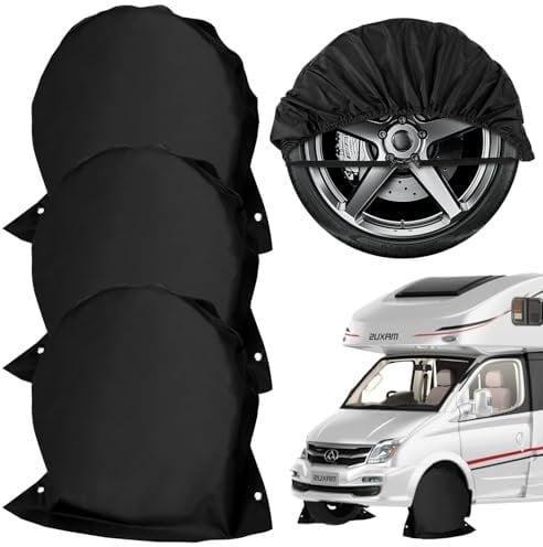 Funda de Rueda 4PCS Funda Protectora para Neumáticos Ruedas de Caravana con 2 Ojales para Caravanas Autocaravanas Caravanas Coches Antiguos de hasta (4)
