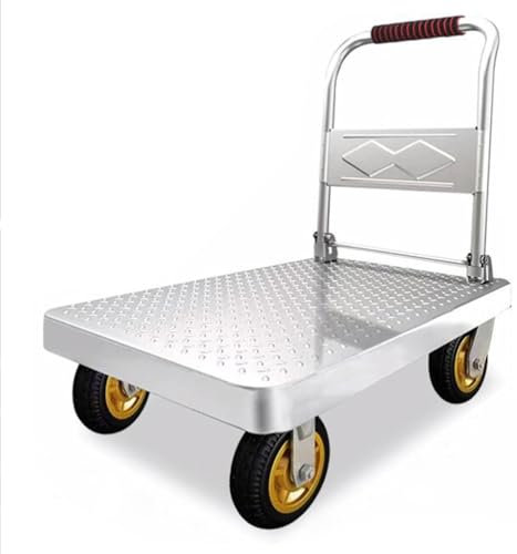 Plattformwagen Transportwagen Lagerwagen Klappbar,150-500kg Tragkraft,Feststellbremse Transporthilfe,360° Lenkrollen,Paketwagen Klappwagen,möbelwagen(Size:73x48cm)