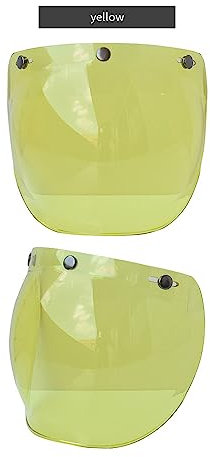 lvifloae Lente per parabrezza con visiera a bolla per moto con staffa ribaltabile per caschi a 3 scatti Giallo marrone chiaro marrone scuro trasparente multicolore argento (Yellow)