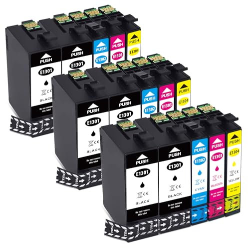 Yongairuink T1301-T1304 Patronen für Eps T1301 T1302 T1303 T1304 für Stylus SX525WD SX535WD SX620FW Office B42WD BX925FWD BX635FWD Workforce WF-3520DWF WF-7525 WF-7015 (6BK 3C 3M 3Y)