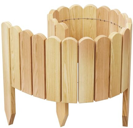 be4nature Rollzaun aus Kiefernholz 100 x 20 cm Hellbraun imprägnierte Beeteinfassung Flexibler Rollborder Holzzaun Rasenkante Gartenzaun Umzäunung für Garten Gartenpalisade