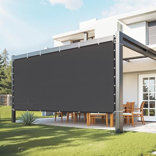 VEVOR Vela Ombreggiante con Protezione Solare, 244 x 366 cm, per Pergolato con Occhielli in Acciaio Inox, Telo Ombreggiante con Materiale HDPE, per Esterno Patio Giardino Cortile, Nero