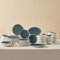 Karaca Earth Collection Oscar 55-teiliges Steinzeug-Geschirrset für 12 Personen, buntes Teller- und Schüsselset, spülmaschinen, komplette mit neuem galaktischem Reactive Glaze-Finish, Blau