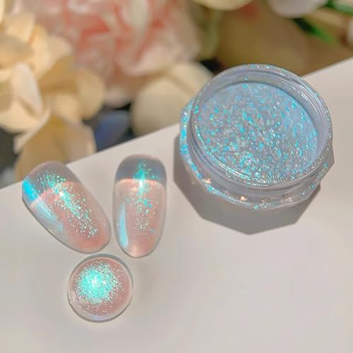 FLKWOP 4 Colors Mirror Powder Nail Powder Glitter Water Effect Light Nail Beauty Dust Decoration Pigment Nail C4G1 Nail
