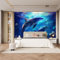 Fototapete 3D Effekt Delfin 200x150cm，Blauer Ozean Vlies tapeten für Schlafzimmer