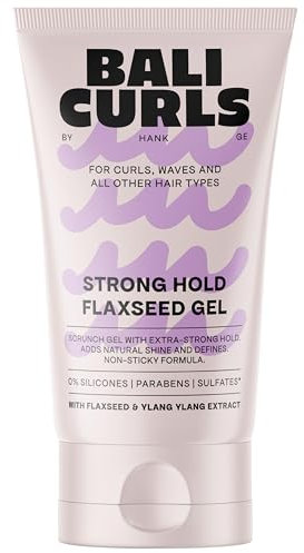 BALI CURLS Strong Hold Flaxseed Gel – Extra starkes Scrunch-Gel für definierte Locken – Langanhaltender Halt & natürlicher Glanz – Curly Method geeignet – 150 ml