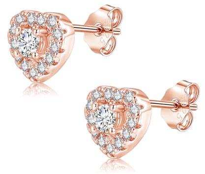 Zolkamery Ohrstecker Silber 925, 925 Sterling Silber Rund/Viereck/Herz Stecker Ohrringe für Damen Mädchen, 6mm Hypoallergene Ohrstecker mit Zirkonia, Klein Schlafen Ohrpiercing Ohrringe Ohrschmuck