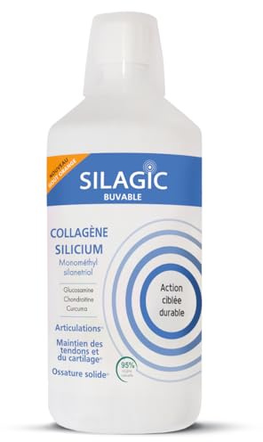 SILAGIC - Solution Buvable au Collagène & Silicium Organique - Avec Chondroïtine, Glucosamine & Curcuma - Articulations Sensibles - Confort Articulaire & Ossature Renforcée - Fabriqué en France - 1L
