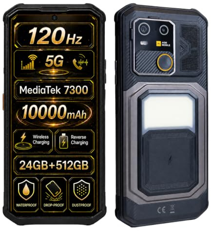 AGM Smartphone G3 Android 15, smartphone da esterno da 12 GB + 512 GB, 64 MP+50 MP+2 MP, 10000 mAh/33 W, 6,72 pollici FHD + 120 Hz, Dual SIM IP68/NFC/OTG/GPS/Face ID