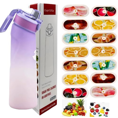 Gourde Sport 700ml, 14 Capsules Arôme, Étanche, Résiste Chaud/Froid