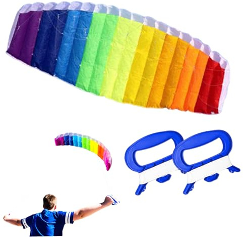 Power Kite, Rainbow Lenkdrachen 1, 4 m Doppelleine Power Flying Tools Rainbow Stunt Sports (Line Board zufällige Farbe), Fallschirm