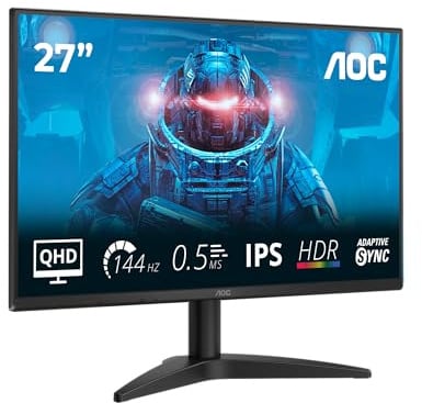 AOC Gaming Monitor Q27B36X 27 pollici 2560x1440, WQHD, 144Hz, IPS Panel, 4ms GtG, (HDMI1x 2.0 DP 1x 1.4) HDR10, Nero