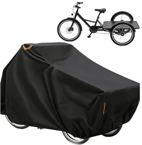 Fahrradabdeckung Wasserdicht, 420D Oxford-Stoff Fahrradabdeckung Für Transport, Abdeckung Für Fahrradanhänger, Fahrradgarage Für 2 Fahrräder, Für Lastenrad Abdeckplane Dreirad