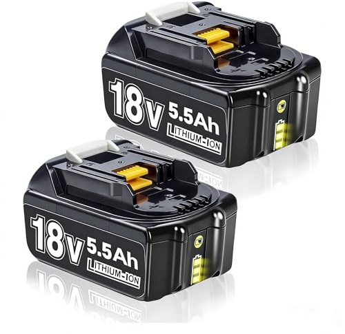 2 X 18V 5500mAh Ersatzakku für makita 18V Akku Li-ion BL1850 BL1850B BL1830 BL1860B BL1845 BL1835 BL1815 194205-3 LXT-400 BL1860 5.5Ah Akku with LED Werkzeugakku
