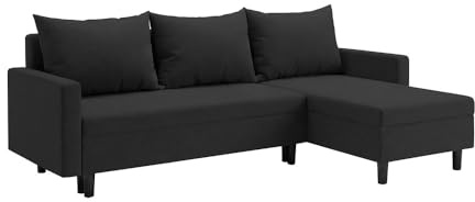 FORNIRO 24 – Oslo Ecksofa mit Schlaffunktion und Bettkasten, L-Form Sofa 215 cm kompakt und modern, universell Links oder rechts montierbar, hochwertige Couch, perfekt für Wohnzimmer (Graphit)