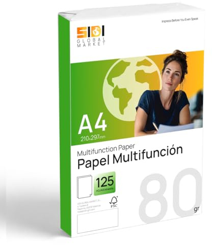 Feuilles A4 80g, Papier pour Imprimante Laser et Jet d’Encre, Papier Blanc pour Imprimer, Écrire ou Dessiner, Format DIN A4 210x297mm, Ramette de Papier pour Bureau et Maison - SIDI (80g, 125f)
