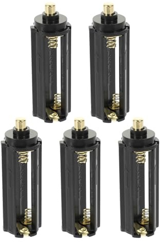 Cabilock Porta Batterie Aaa 3 Scomparti in Plastica Nera, Custodia Organizzatore per Torcia Elettrica, Contenitore Compatto e Resistente per Batterie Stilo, Set 5 Pezzi per Uso Domestico