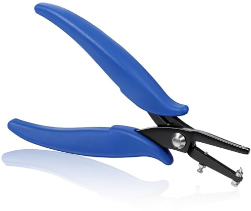 Xinjoduz Metal Hole Punch Pliers, 1.5mm Round Hole Puncher Pliers | Sheet Metal Long Jaw Single Earring Hole Punch for Jewelry Pliers Precision Jewelry Making Tool Craft Beading Hobby Blue