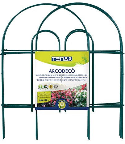 TENAX Arcodeco Verde, Bordura da Giardino, Altezza 46 cm Lunghezza 2,50 m, Bordura ad Arco Tondo in Acciaio Plastificato, Composta da 6 moduli di 42x46 cm