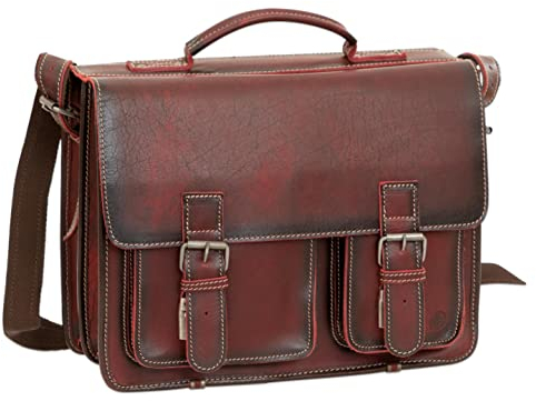Greenburry Aktentasche Leder Schultasche XL Lehrertasche Tasche New Buffalo rot Damen Herren Schule Uni Arbeit