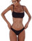 meioro Bikini Sets für Damen Push Up Tanga mit niedriger Taille Badeanzug Bikini Set Badebekleidung Beachwear (S,Schwarz)
