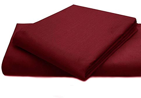 AmigoZone Cotton Percale Easy Care Polycotton Flat Sheet (Wine, Super King)
