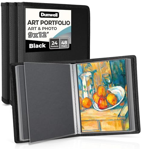 Dunwell Art Portfolio 22.9x30.5 cm große Ordner – (Schwarz, 3er-Pack), Portfolio-Mappen für Kunstwerke, Präsentationsbücher mit 22.9x30.5 cm großen Blättern, Ordner für Kinderkunst, Zeichenbuch