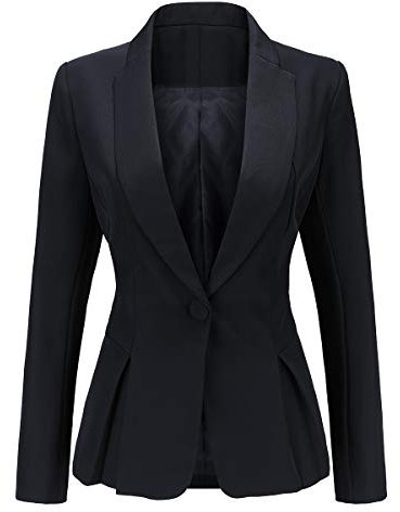 YYNUDA Blazer Femme Tailleur Manches Longue Chic Business Officier Cardigan Veste Blazer Noir XL