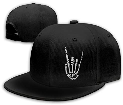 Snapback Hüte für Herren, Flat Bill Black Mens Baseball Cap Brim Snap Back verstellbar, Schwarz , Einheitsgröße
