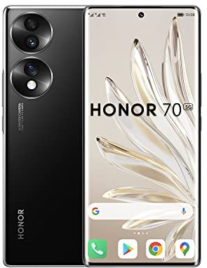 HONOR 70 Telephone Portable, Smartphone 5G 8+128 Go, Écran 6,67 OLED Incurvé 120 Hz, Triple Caméra 54 Mpx, Android 12, Batterie 4800mAh, Supercharge 66 W, Noir