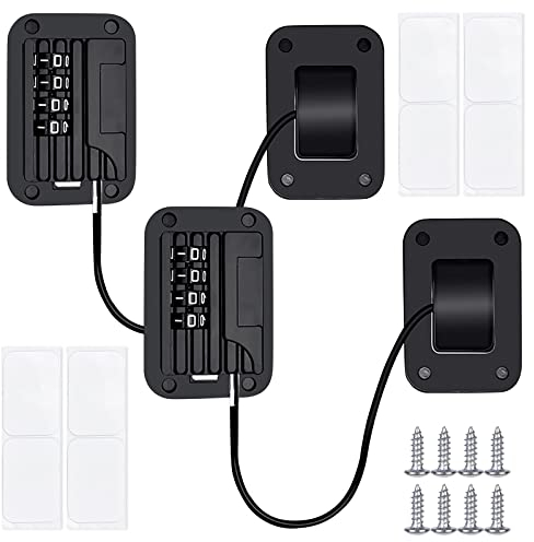2 Pcs Verrou de Réfrigérateur avec Code, Réfrigérateur Serrure à Code, Verrou De Réfrigérateur Enfant, Verrou de Réfrigérateur pour Armoire, Réfrigérateur, Fenêtre, Porte, Limitation de Sécurité(Noir)