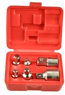 Red Tools Adapter-Set - Stecknuss-Adapter für Ratschen - sehr festsitzende Steckschlüssel-Aufsätze für Akkuschrauber & Bohrmaschine - 6-teilig im praktischen Koffer