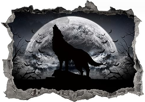 Selbstklebende Wandaufkleber Mit Personalisierter Kreativität, Wilder Wolf Großer Kopf, Dominante Und Coole Wohnzimmer- Und Arbeitszimmer Aufkleber 50,70cm