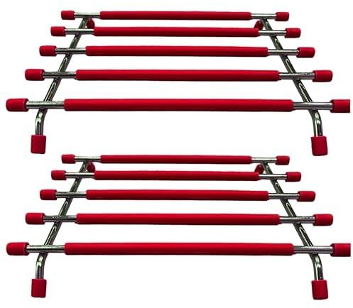 Kitchen Trivet Stand with Anti Slip Base Stainless Steel Trivets for Kitchen Worktops, Hot Pans, Hot Trays & Plates Stand Heatproof Kitchen Accessories Table Mats Placemats (Red (pack of 2))
