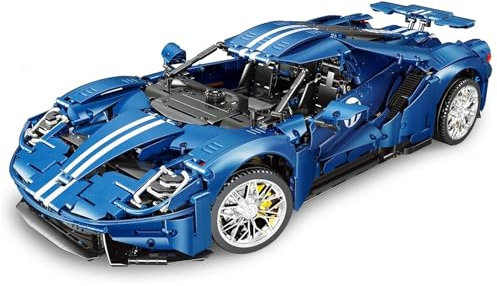 Lukie Technik Auto Forde GT, Modellauto-Bausatz im Maßstab 1:8, Klemmbausteine Technik Rennauto aus 3056+ Teile, Kompatibel mit Ford GT Technic Autos