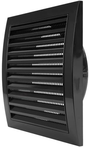 Black Exhaust Hood Vent 150 mm / 6'' Inch with Built-in Pest Guard Screen, Black, Air Vent Cover, HVAC Exhaust Vent Duct Cover, Exhaust Cap