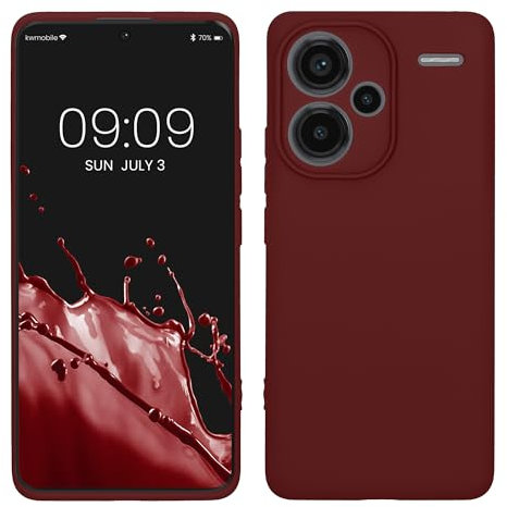 kwmobile Carcasa Compatible con Xiaomi Redmi Note 13 Pro+ 5G / Redmi Note 13 Pro Plus 5G Funda - con Bordes elevados - Apto Carga inalámbrica - Violeta Burdeos Mate