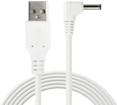 OcioDual Câble Alimentation 5V, Câble D'alimentation, Cable Chargeur 5V, USB a DC, Chargeur 5V 2A, USB pour Tablette, Routeurs, LED, CCTV, DVR, DC, Prise Ronde, Coude, Blanc