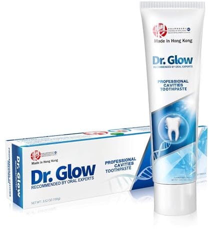Dr. Glow Kariesreparatur Zahnpasta für Erwachsene, Remineralisierende Hydroxylapatit Zahncreme, Zahnpasta Ohne Fluorid Zahnpflege bei Karies, Zahnreinigung, Zahnfüllung & Zahnschmelzreparatur, 100g