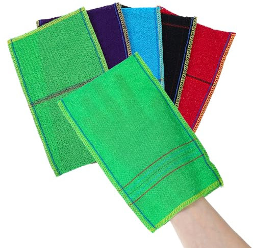Sibba Guante Exfoliante Coreano 5 Unidades Exfoliante Corporal Guantes de Doble Cara Esponjas de Bano Limpiador para Ducha Spa Bano Profundo Masaje Celulas Muertas Jabon de Esponja