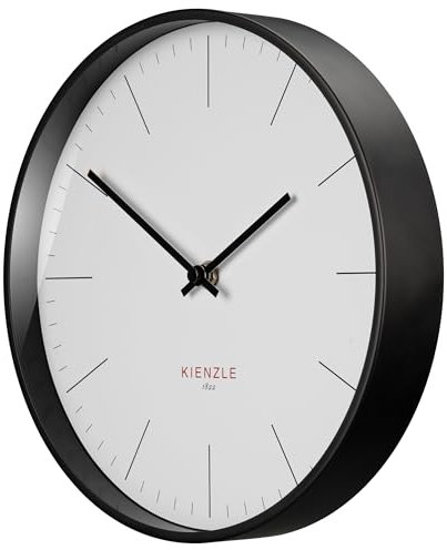 Kienzle Funkwanduhr Modern Geräuschlos, 25 cm Durchmesser, Automatisches DCF-Funksignal, Stahlrahmen, Batteriebetrieben