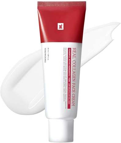 TOSOWOONG Real Collagen Ansiktskräm för Fasthet, Fina Linjer, Glow | Hyaluronsyra, Ansikte och Hals, Uppstramande, Lyster, Återfuktande, Elasticitet, Dewy, Koreansk Hudvård, 50 ml