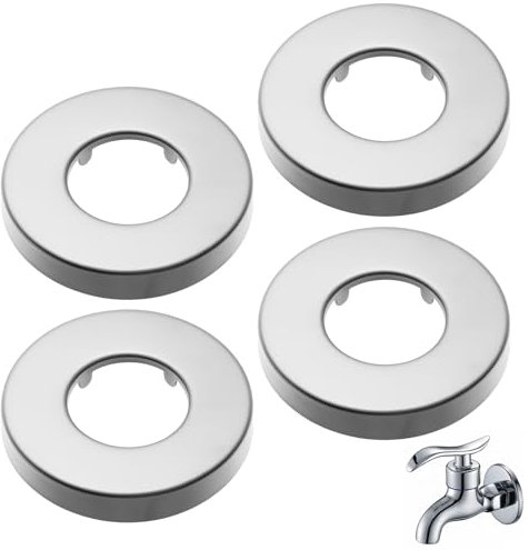 BOULESENM 4 Piezas Tapa Rebosadero Lavabo,Roseta Ducha Acero Inoxidable (3/4) Ø 26mm x Ø 70 mm x altura 10mm,Embellecedor Ducha,Embellecedor Grifo Ducha para Baño de Cocina