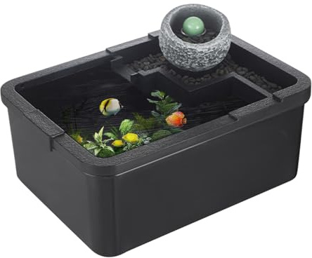 acquario con filtro e luce, acquario paesaggistico per tartarughe, antico idroponico acquari con pompa USB e luce per Reef gamberetti Betta decorazione desktop