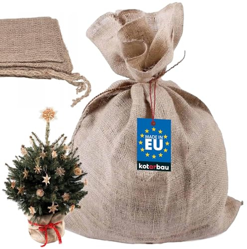 KOTARBAU Saco de yute – 60 x 80 cm – Bolsa de yute – Protección de invierno para plantas en macetas – Saco de yute para árbol de Navidad – Saco de Papá Noel – Universal – Sacos de yute para plantas