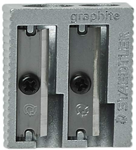 STAEDTLER 510 20 BK Metall Doppelspitzer, 1 Stück auf Blisterkarte, silberfarben