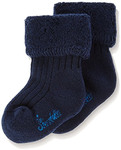 Sterntaler Baby Socken uni - Baby Söckchen mit Umschlag, Innenfrottee und Rippenmuster - Unisex Strümpfe mit hohem Baumwollanteil - hautsympathisch und bequem, marine, Größe 16