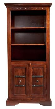 MASSIVMOEBEL24.DE | Oxford Regal Akazie 84x50x183, Farbe:Dunkelbraun lackiert, Größe:84x50x183 cm (BxTxH)
